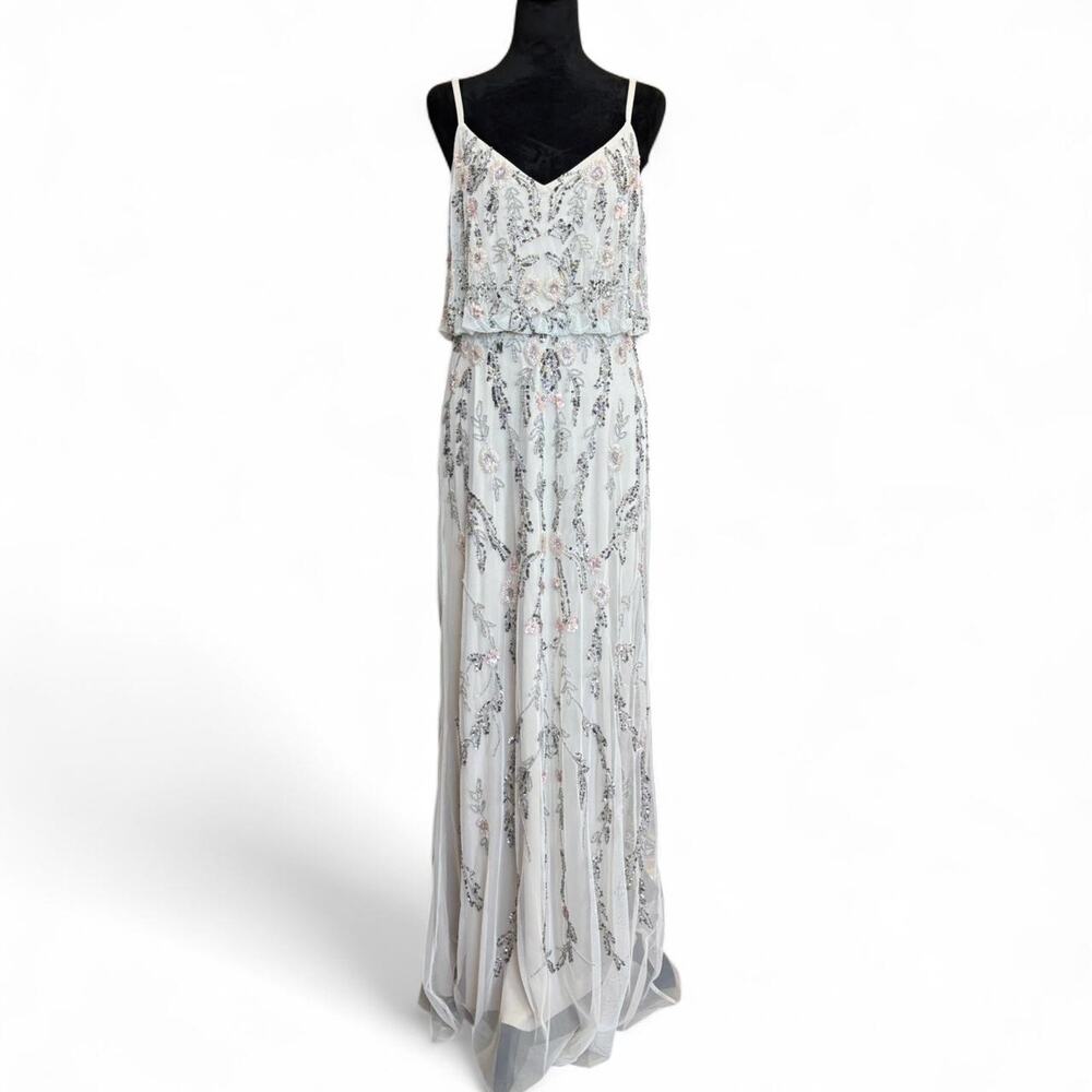 90s Fitted Cream Beaded Maxi Dress – coquette formal XL